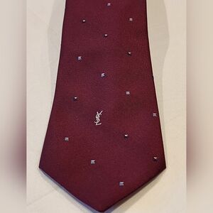 Yves Saint Laurent Deep Red Tie with Blue Accents